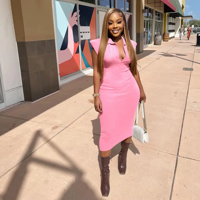 Slim Fit Solid Color Roman Cloth Sleeveless Dress Pink - Shop at LoveMi