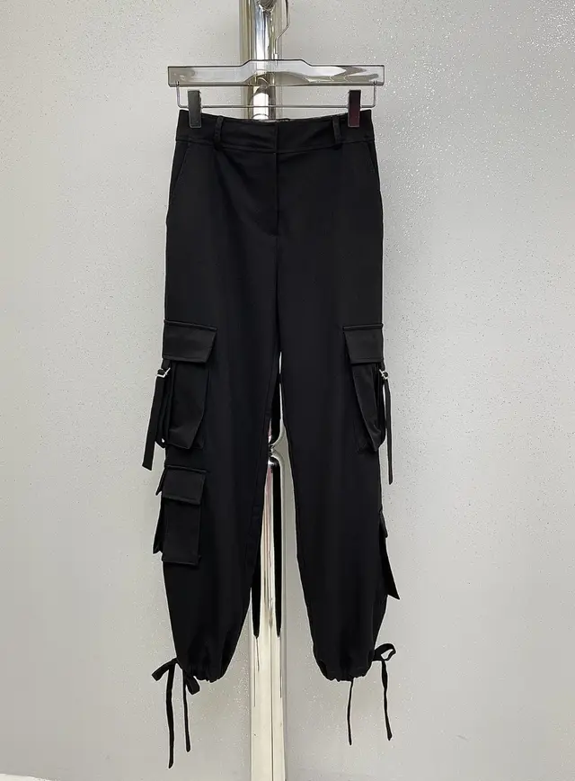 Millennium Spice Multi pocket Straight Drawstring Cargo Pants Black - Shop at LoveMi