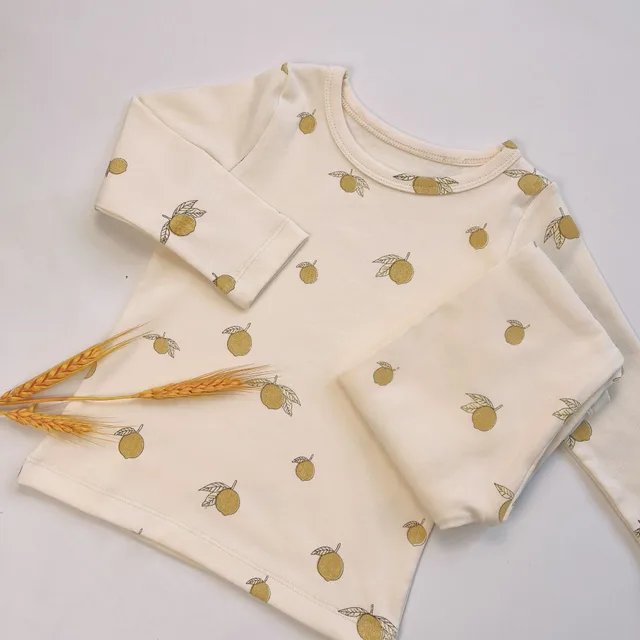 Fashion Homewear Pajamas Print Parent Child Suit Lemon - Shop at LoveMi