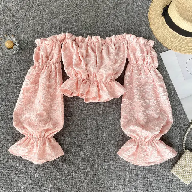 Women's Niche High Waist One shoulder Tube Top Shirt Pink - Shop at LoveMi