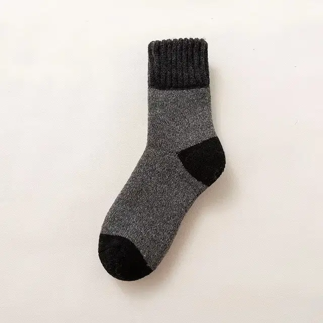 Men's Wool Socks Thickened And Fleece Mid tube Dark Grey - Shop at LoveMi