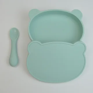 Baby Silicone Cartoon Bear Can Be Boiled Sterilized Anti-fall Cute Tableware - Green