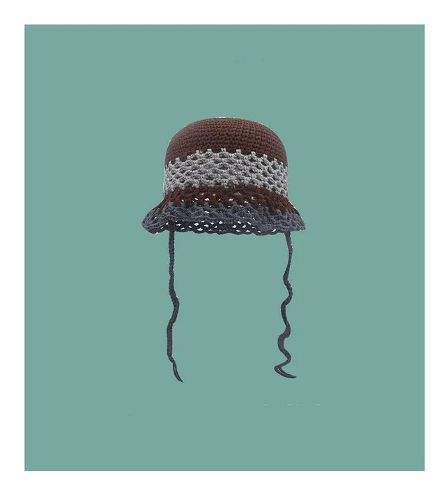 Women's Korean Style Trendy Hollow Concave Fisherman Hat Coffee Color Matching - Shop at LoveMi