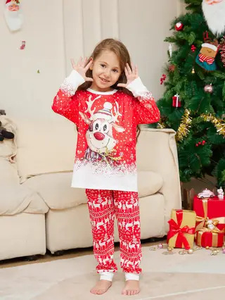 Christmas Print Long Sleeve Casual Parent-Child Suit - Infant