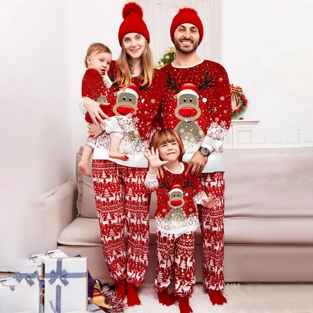 Christmas Print Long Sleeve Casual Parent Child Suit Kids - Shop at LoveMi