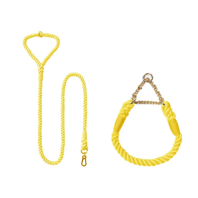 Woven Cotton Pet Dog Leash Collar Set Yellow Gold - Shop at LoveMi
