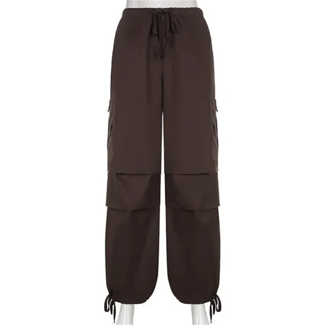 Women's Wide Leg Loose Overalls Casual Pants Brown - Shop at LoveMi
