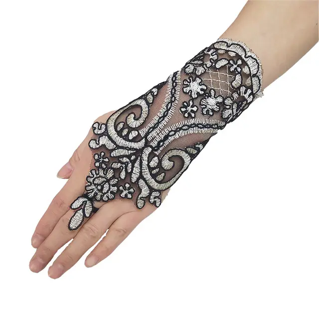 Lace Embroidered Tie Gold Black Dress Sleeves Gold Black - Shop at LoveMi