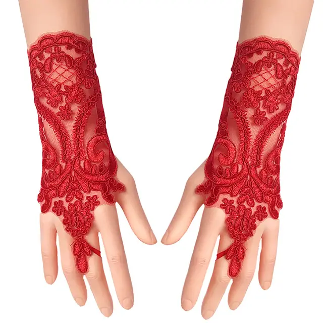 Lace Embroidered Tie Gold Black Dress Sleeves Red - Shop at LoveMi