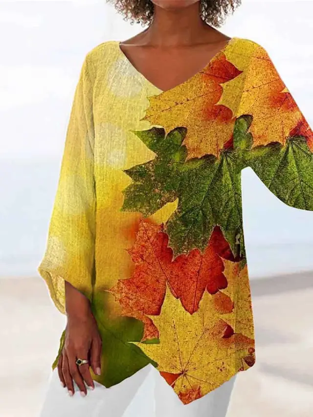 Modisches Top mit V Ausschnitt und Farbverlaufsdruck Ja10232 - Shop at LoveMi