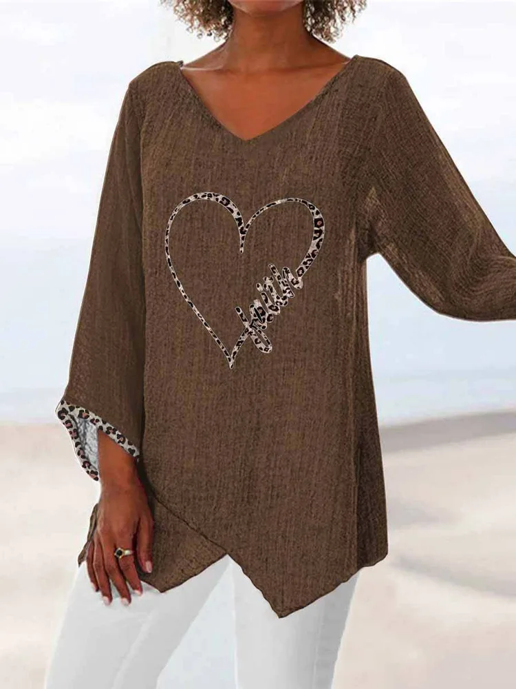 Modisches Top mit V Ausschnitt und Farbverlaufsdruck Ja10264 - Shop at LoveMi