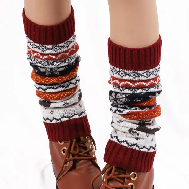 Christmas Socks Women Warm Loose Cute Deer Wine Red Fawn - Shop at LoveMi