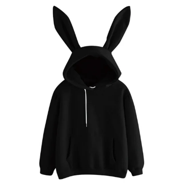 Harajuku Guardian Hooded Rabbit Sweatshirt Black - Shop at LoveMi