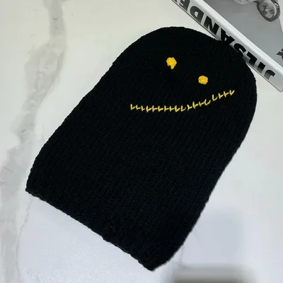 Cute Warm Ear Protection Wool Beanie Pullover Black - Shop at LoveMi
