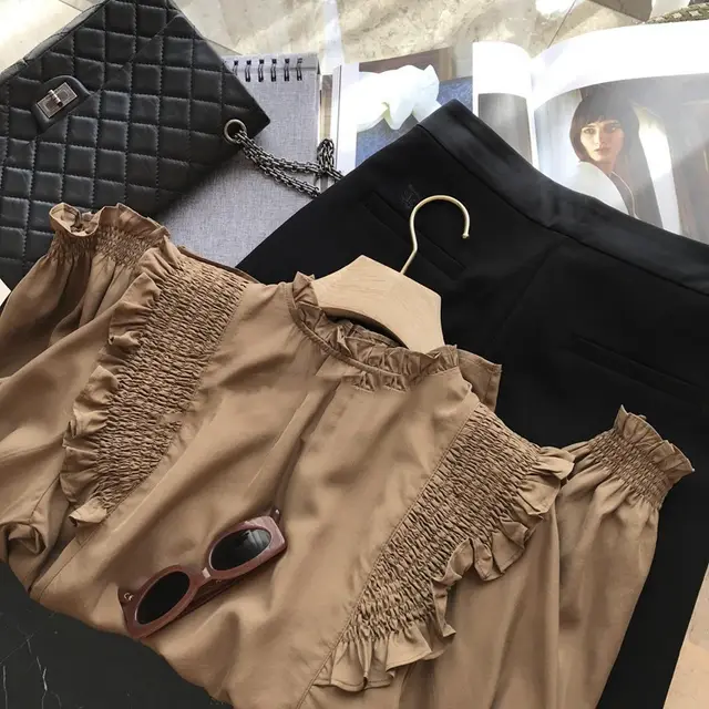 Light, Cool Fungus Edge Shirt Top Women Autumn Brown - Shop at LoveMi