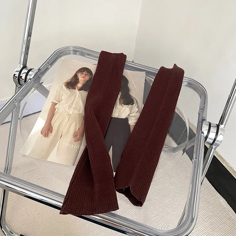 Women's Solid Color Sweet Sleeves Toe Korean Style Wool - Coffee