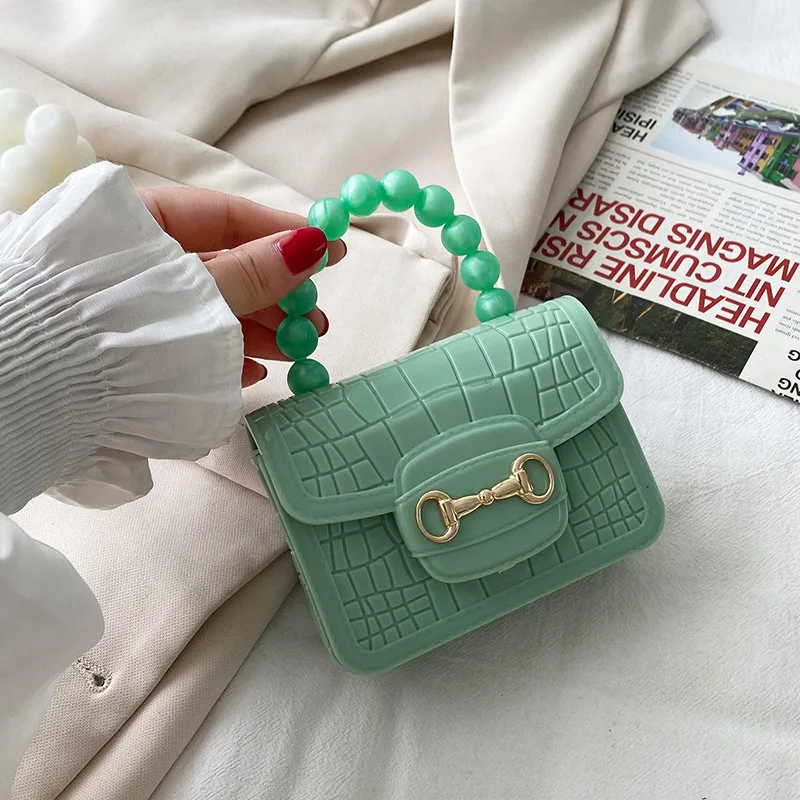 PVC Pattern Pearl Chain Lipstick Bag Fashion Green - Shop at LoveMi