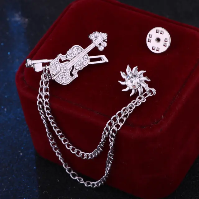 Classic Music Style Violin Brooch Silver - Shop at LoveMi