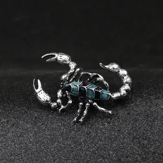 Men's Personality Temperament Old Corsage Pin - Blue Black Ancient Silver Bot