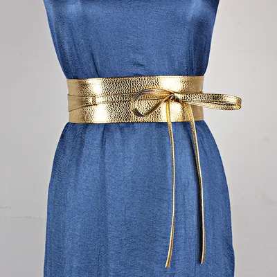 Dress Belt Ladies Clothing Accessories Wide Ribbon Bow Local Gold - Shop at LoveMi