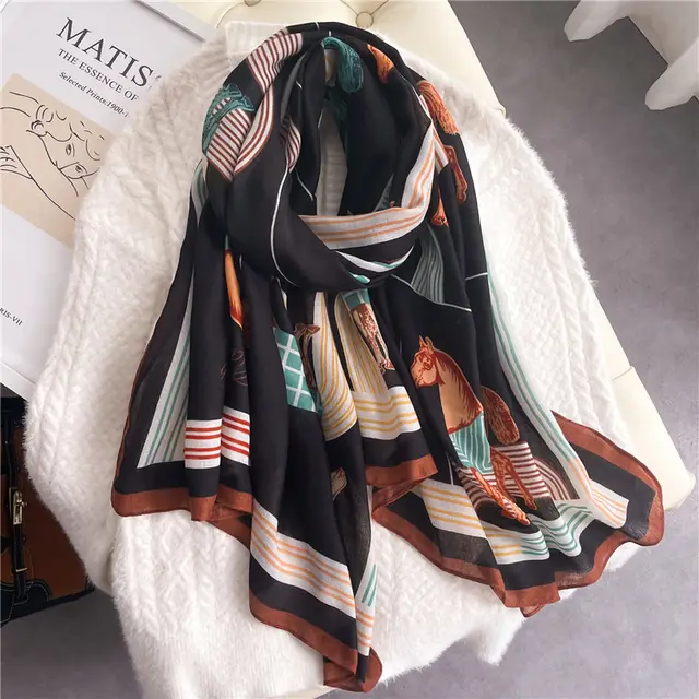 Elegant Floral Shawl In Cotton And Linen Ym2572 - Shop at LoveMi