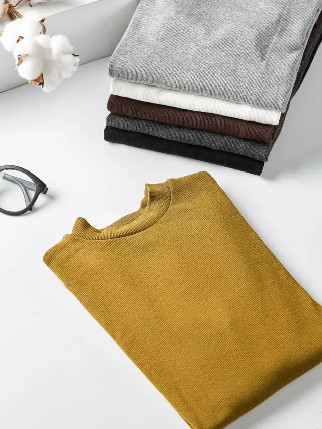 Slim Look Inside Half High Collar Base T Shirt Yellow - Shop at LoveMi