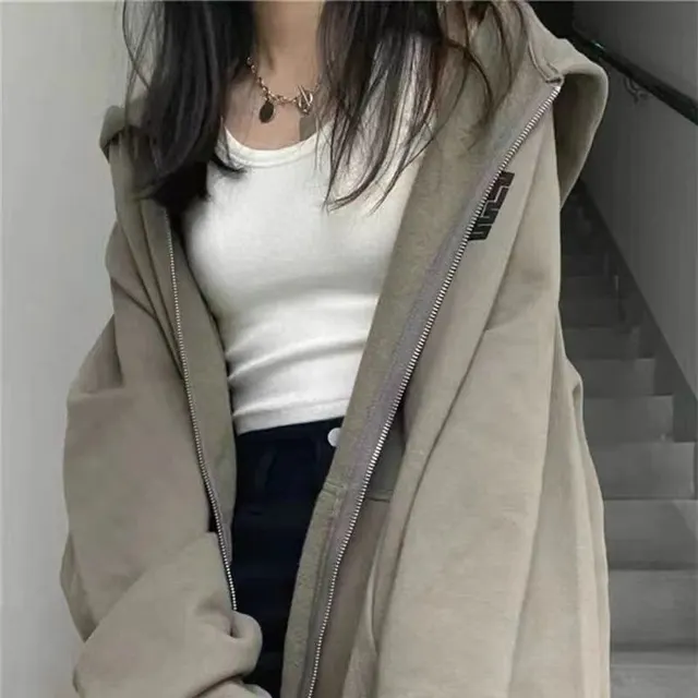 Retro High Street Style Lazy Plus Size Loose Coat Grey - Shop at LoveMi