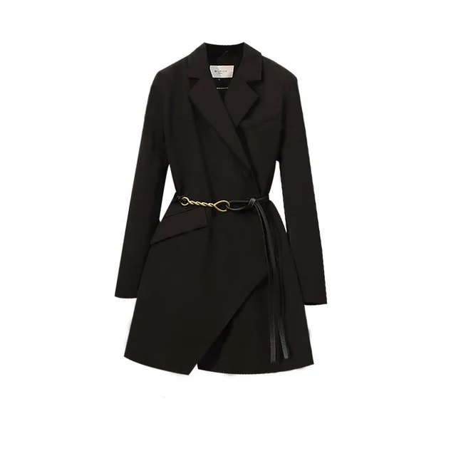 Ladies Fashion Personality Waisted Suit Jacket Top Black - Shop at LoveMi