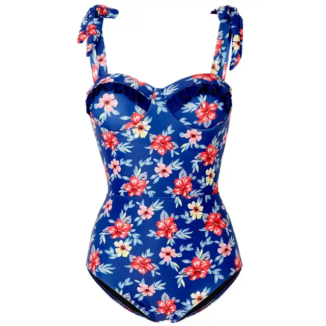 One Piece Flower Slim Body Covering Swimsuit As Shown In Figure - Shop at LoveMi