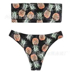 Tube Top Bikini Pineapple Swimsuit Split Swimsuit Women Swimwear - Black