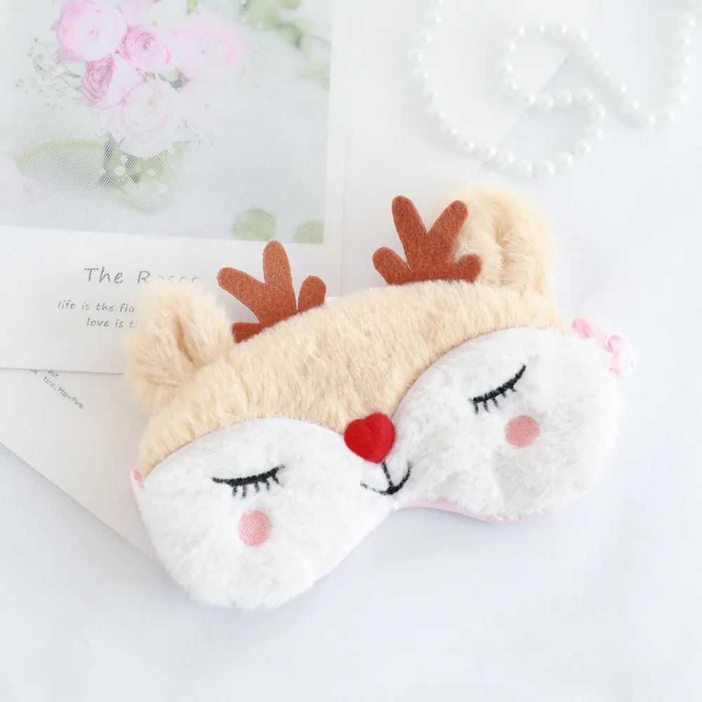 Women's Plush Reindeer House Slippers Love Squinting Eye Mask-Averag - Shop at LoveMi