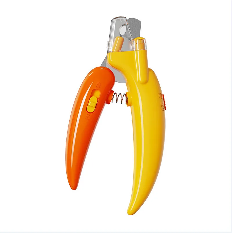 Small Chilli Shaped Cat And Dog Nail Clippers With LED Light - Yellow - View 1