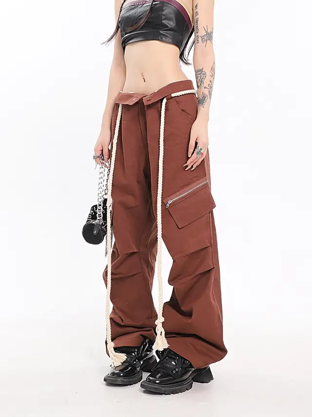 High Waist Loose Casual Pants Brown - Shop at LoveMi