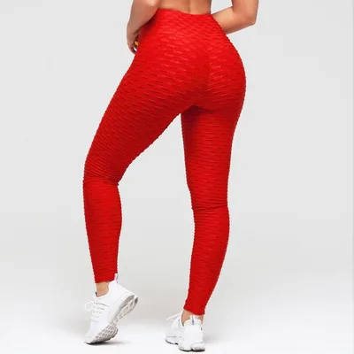 Booty Lifting Anti Cellulite Scrunch Leggings Red - Shop at LoveMi