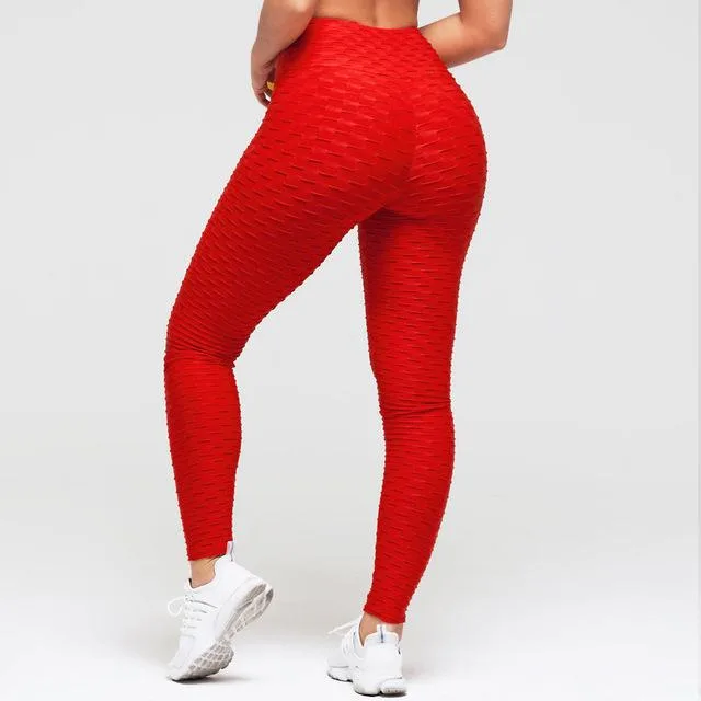 Booty Lifting Anti Cellulite Scrunch Leggings Red - Shop at LoveMi