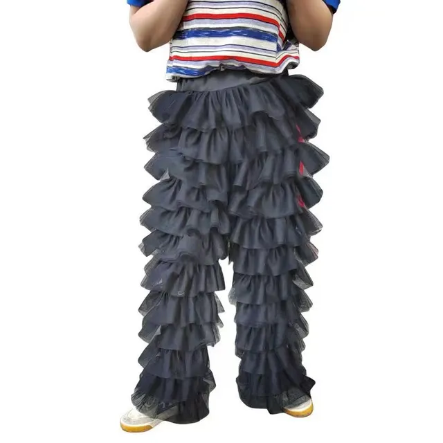 Sweetheart Girl Mesh Splice Elastic Cake Pants Black - Shop at LoveMi