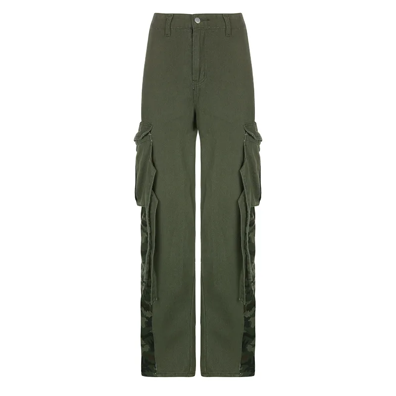 Street Trendsetters Splicing Camouflage Contrast Low Waist Green - Shop at LoveMi
