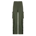 Street Trendsetters Splicing Camouflage Contrast Low Waist - Green