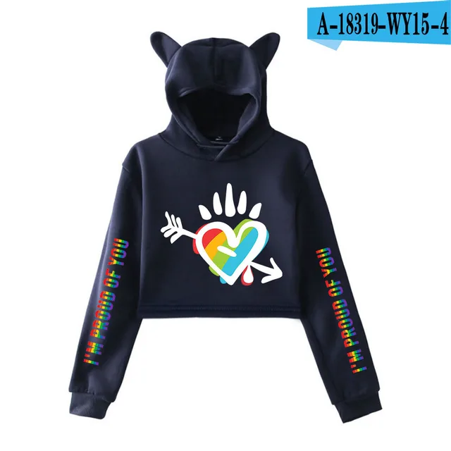 Girl Navel Exposed Cat Ear Sweater Navy Blue - Shop at LoveMi