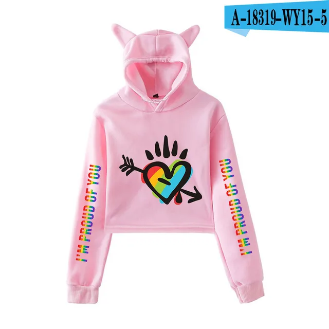 Girl Navel Exposed Cat Ear Sweater Pink - Shop at LoveMi