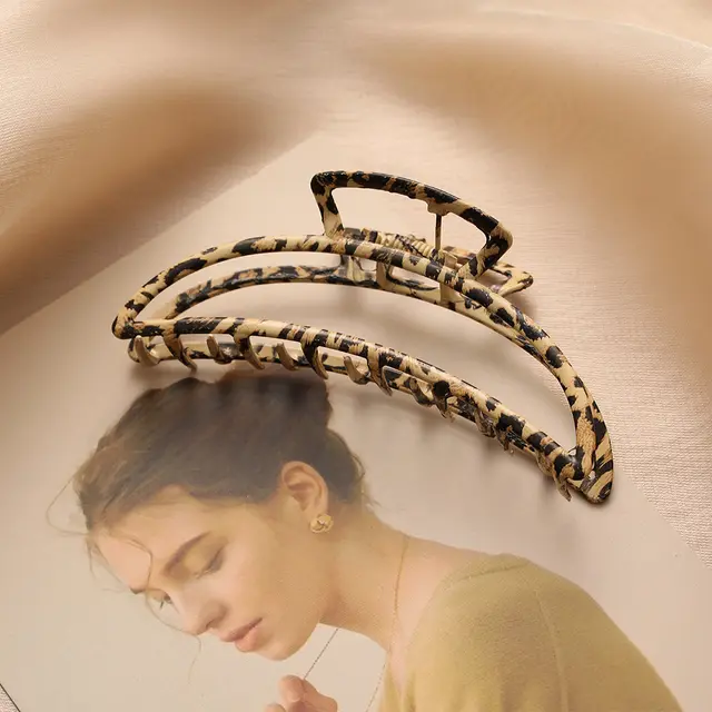 Leopard Metallic Shark Hairpin Female Crescent Moon - Shop at LoveMi
