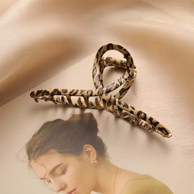 Leopard Metallic Shark Hairpin Female Large Cross - Shop at LoveMi