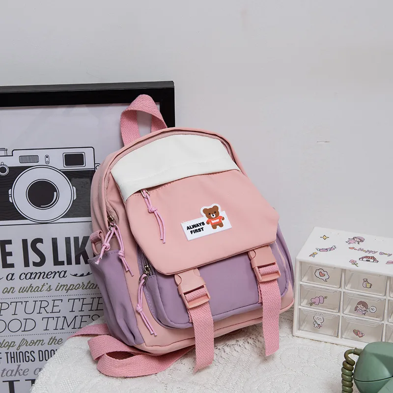 Girl Heart Oxford Cloth Small Canvas Mini Backpack - Pink - View 1
