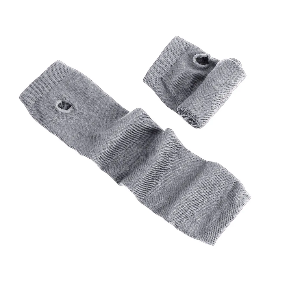 Black-and-white Striped Cotton Long Wrist Cuff - Light Grey