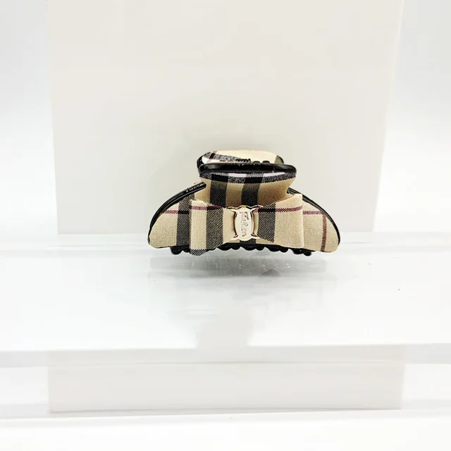 Fabric Plaid Shark Clip Hairpin Bowknot Female 5Cm Lattice - Shop at LoveMi