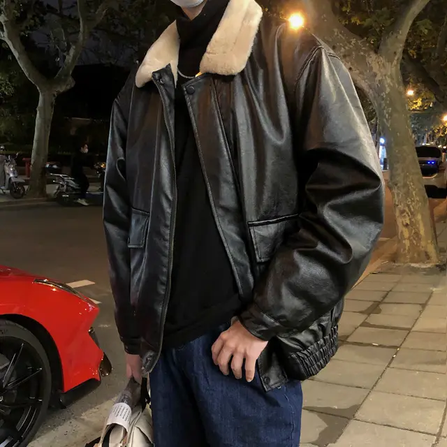 Men's Fashion Personality Thick Leather Jacket Coat Black - Shop at LoveMi