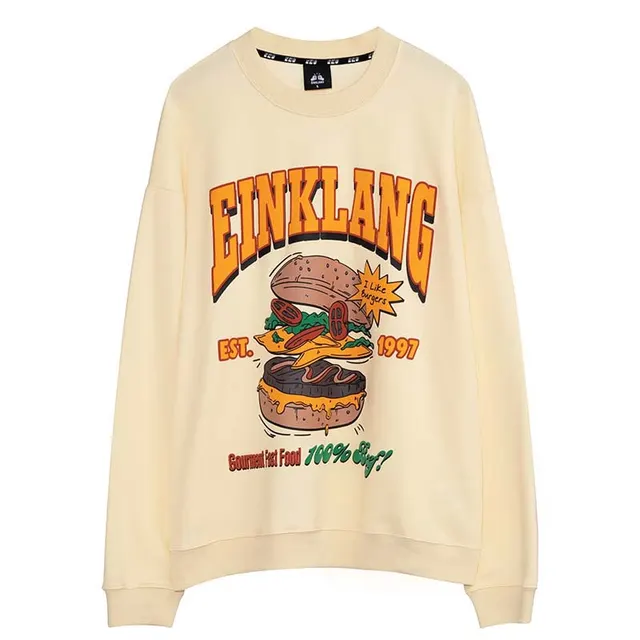 American Fashion Brand Letter Hamburg Print Long Sleeve Top Apricot - Shop at LoveMi