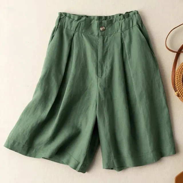 Fashion Personality Cotton Linen Thin Shorts Women Green - Shop at LoveMi