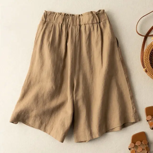 Fashion Personality Cotton Linen Thin Shorts Women Khaki - Shop at LoveMi