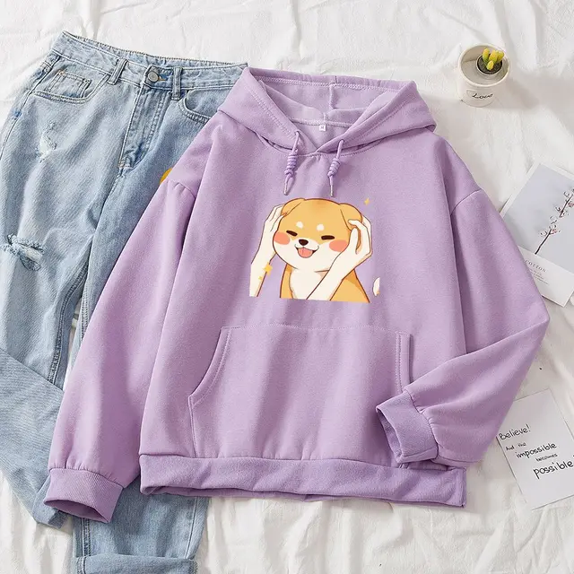 Hooded Solid Color Versatile Loose Student Hoodie Youth Casual Purple - Shop at LoveMi